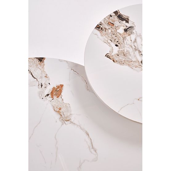 CARINA_S Konferenztisch beige Marmor / Walnuss (2p=1Stk)