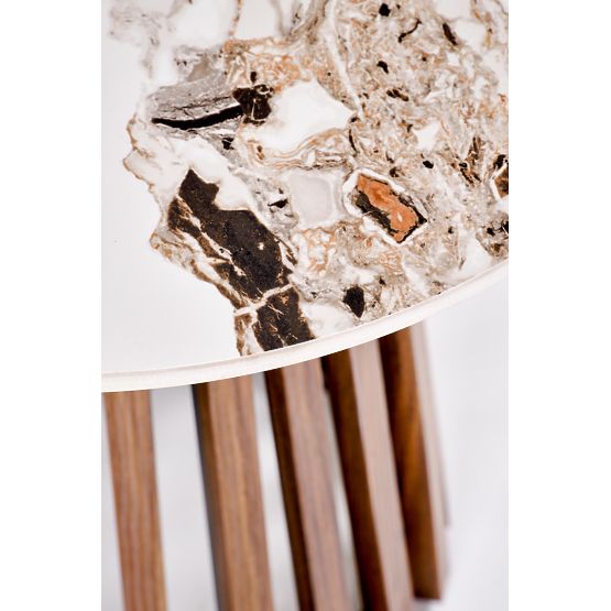 CARINA_S Konferenztisch beige Marmor / Walnuss (2p=1Stk)