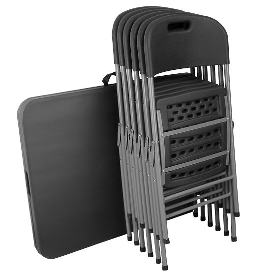 Catering-Set FETA BLACK 180 cm + 6 Stühle BLACK