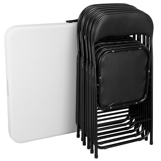 Catering-Set FETA WHITE 180 cm + 6 Stühle BASICO