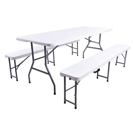 Catering-Set FETA WHITE Tisch + 2 Bänke