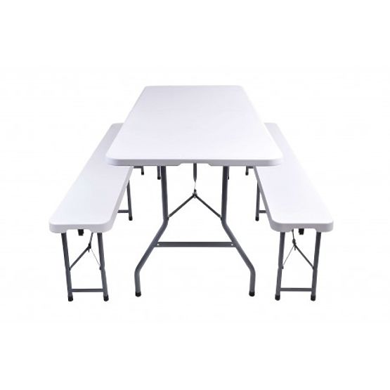 Catering-Set FETA WHITE Tisch + 2 Bänke