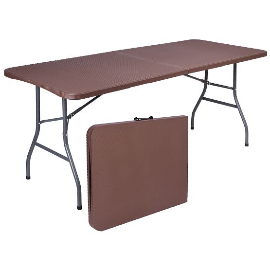 Catering-Set Rattan brauner Tisch 180 cm + 2 Bänke