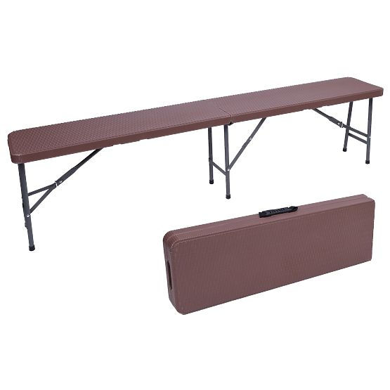 Catering-Set Rattan brauner Tisch 180 cm + 2 Bänke