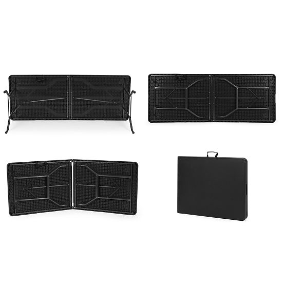 Catering-Tisch 180 cm klappbar in Koffer schwarz ModernHome