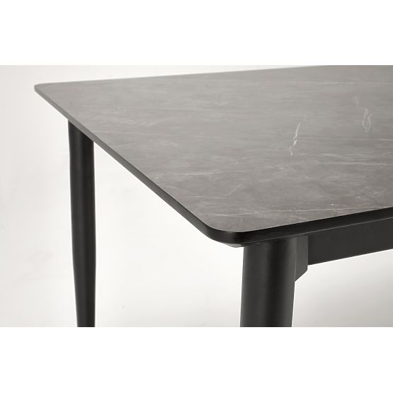 CHARLES ausziehbarer Tisch, Platte - grauer Marmor, Beine - schwarz