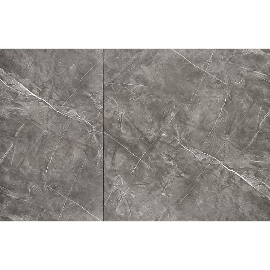 CHARLES ausziehbarer Tisch, Platte - grauer Marmor, Beine - schwarz