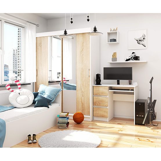 COMPUTERTISCH A-6 90 cm LINKS WEISS / SONOMA