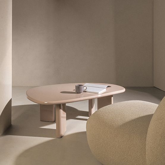 Couchtisch Cameron 130 cm, nude, glänzend