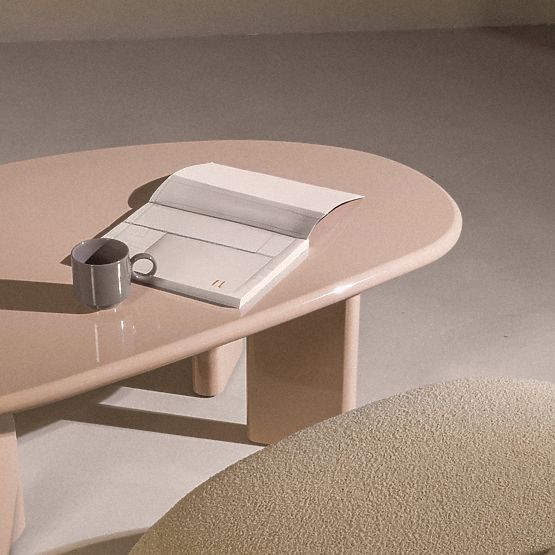 Couchtisch Cameron 130 cm, nude, glänzend