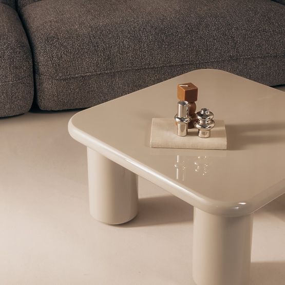 Couchtisch Cherry 70 cm, dunkelbeige, glänzend