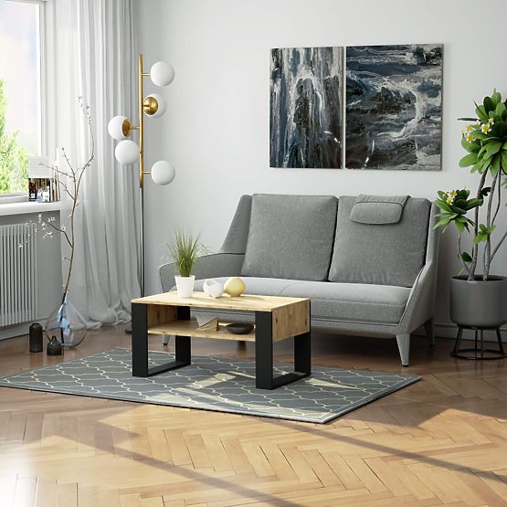 COUCHTISCH DOMI EICHE ARTISAN / SCHWARZ