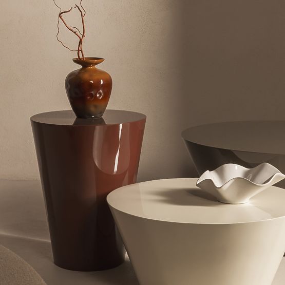 Couchtisch Eclipso, 60 cm, cremeweiß, glänzend