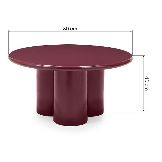Couchtisch Everett 80 cm, burgund, glänzend