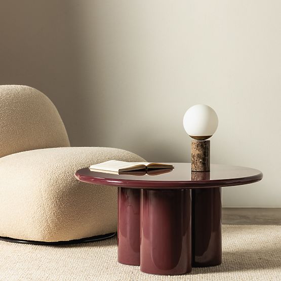 Couchtisch Everett 80 cm, burgund, glänzend