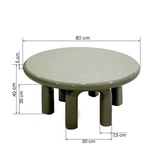 Couchtisch Flambe 80 cm, grün/grau, glänzend