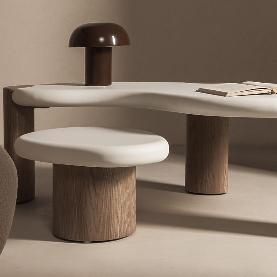Couchtisch Floe 125 cm, weiß/walnuss