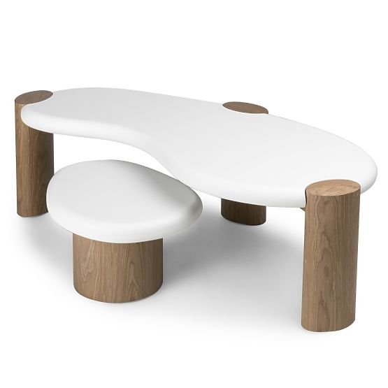 Couchtisch Floe 125 cm, weiß/walnuss