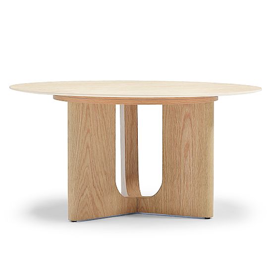 Couchtisch Klimt 90 cm, rund, Travertin/Eiche