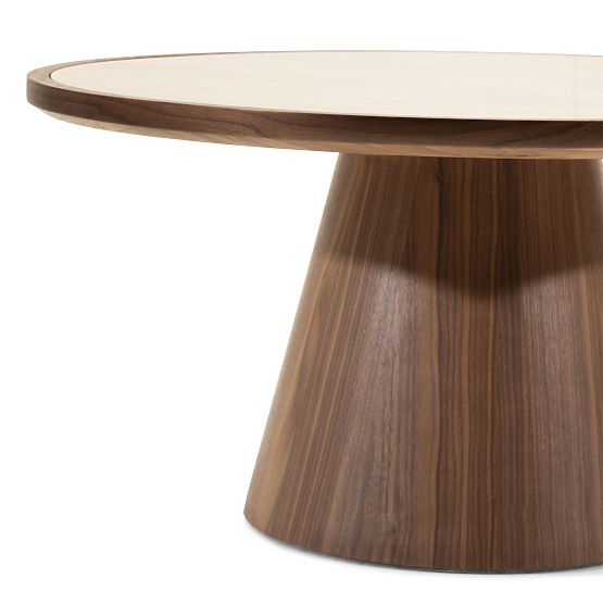 Couchtisch Kyoto 80 cm, rund, Travertin/Nussbaum