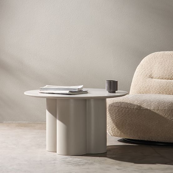 Couchtisch Lazaro 80 cm, rund, graubeige