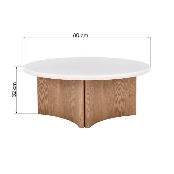 Couchtisch Marlo 80 cm, cremeweiß/Eiche