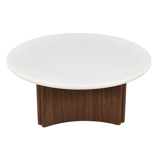 Couchtisch Marlo 80 cm, cremeweiß/Nussbaum, Mikrozement