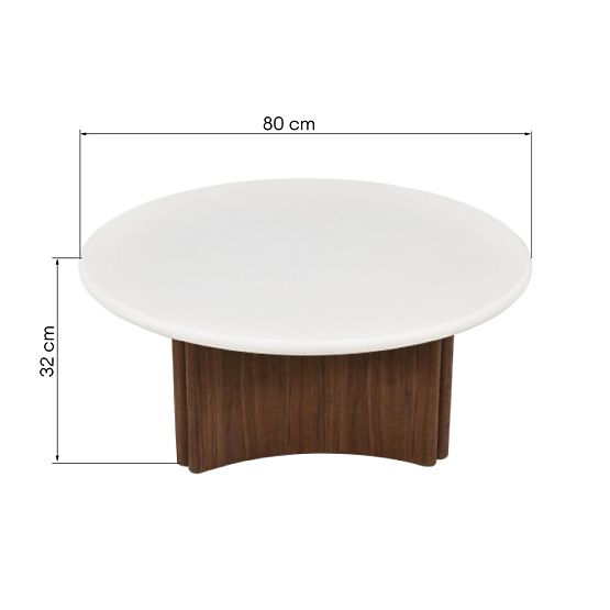 Couchtisch Marlo 80 cm, cremeweiß/Nussbaum, Mikrozement