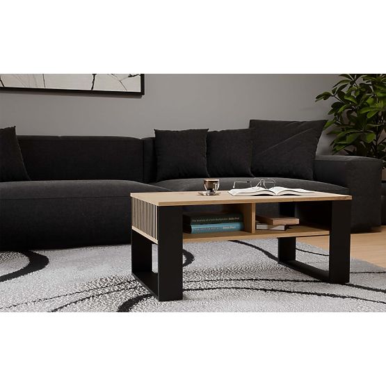 Couchtisch Modern 2P SLIM EICHE ARTISAN SCHWARZ