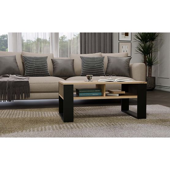 Couchtisch Modern 2P SLIM EICHE ARTISAN SCHWARZ