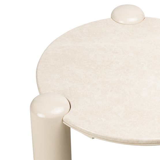 Couchtisch Noemi 66 cm, hellbeige/Marmor, glänzend