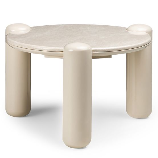 Couchtisch Noemi 66 cm, hellbeige/Marmor, glänzend