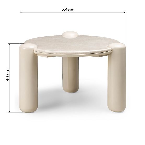Couchtisch Noemi 66 cm, hellbeige/Marmor, glänzend