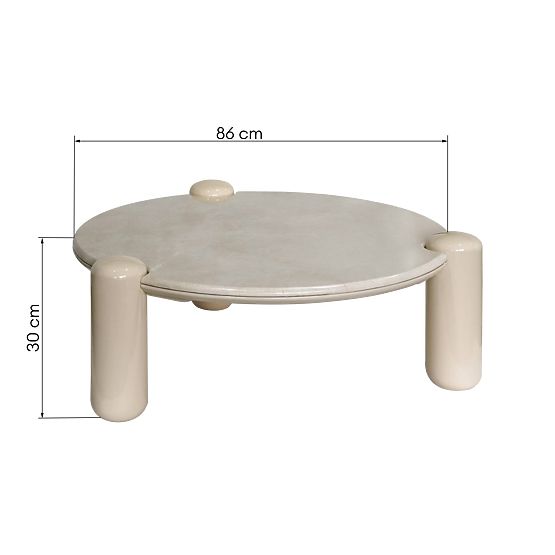 Couchtisch Noemi 86 cm, hellbeige/Marmor, glänzend