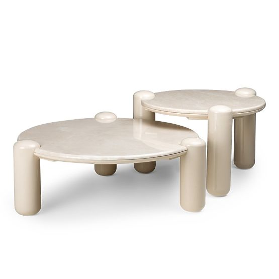 Couchtisch Noemi 86 cm, hellbeige/Marmor, glänzend