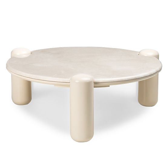 Couchtisch Noemi 86 cm, hellbeige/Marmor, glänzend