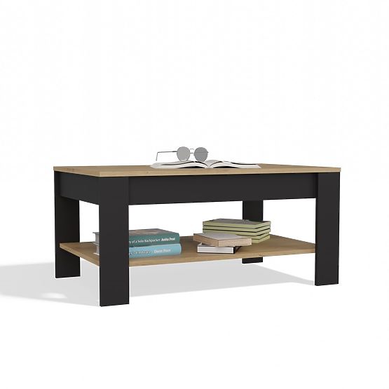 Couchtisch OHIO EICHE ARTISAN SCHWARZ Tisch Regal Für Wohnzimmer 93x58x43,5 Cm