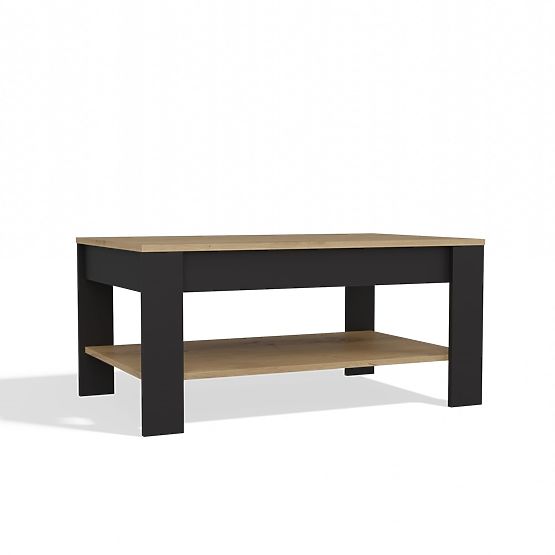 Couchtisch OHIO EICHE ARTISAN SCHWARZ Tisch Regal Für Wohnzimmer 93x58x43,5 Cm