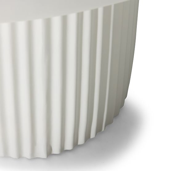 Couchtisch Salerno 70 cm, rund, weiß, geriffelt