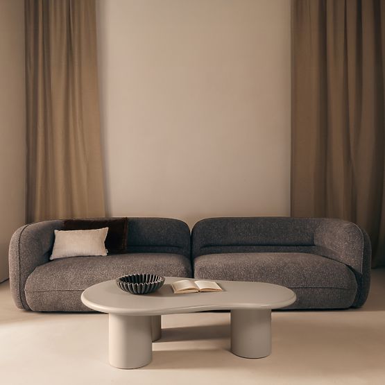 Couchtisch Sucre dunkelbeige, matt, abgerundete Form