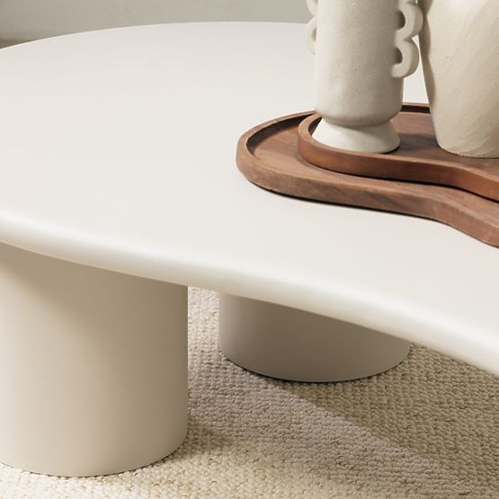 Couchtisch Sucre graubeige, matt, abgerundete Formen