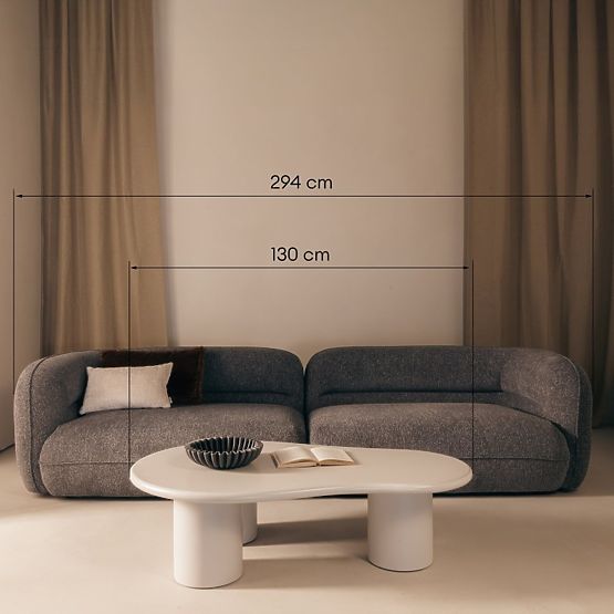 Couchtisch Sucre graubeige, matt, abgerundete Formen