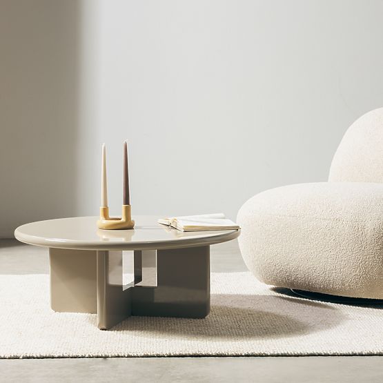 Couchtisch Vinto 80 cm, beige, glänzend