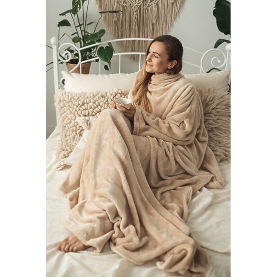 Decke CASHMERE TOUCH mit Ärmeln - 150 x 210 cm (beige)