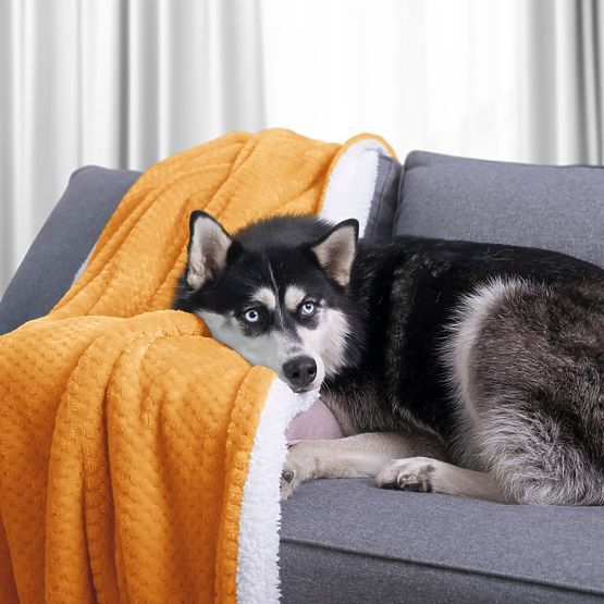 Decke SHLEEPY orange Jacquard geprägt klassischer Stil 130x180