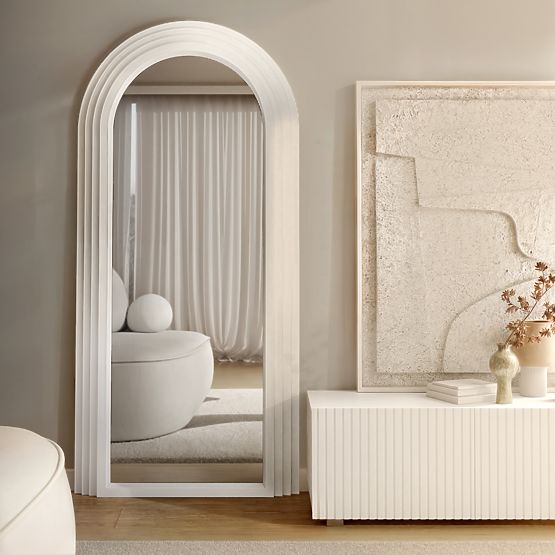 Dekoratives Hängespiegel Giovanni 170x80 cm, weiß, abgerundet