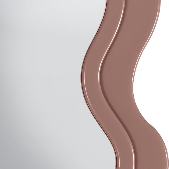 Dekoratives Hängespiegel im Holzrahmen Vale 177x75 cm, wellig, organische Form, Mocha Mousse