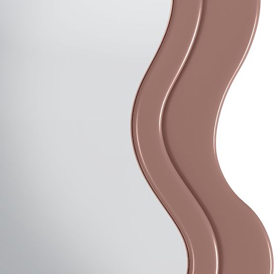 Dekoratives Hängespiegel im Holzrahmen Vale 177x75 cm, wellig, organische Form, Mocha Mousse