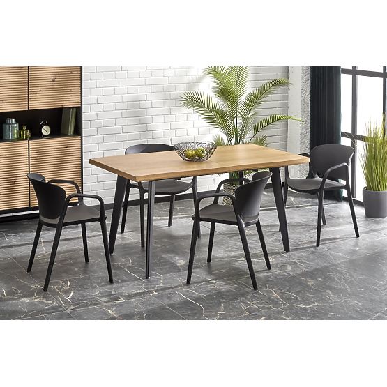 DICKSON 2 ausziehbarer Tisch 150-210/90 cm, Platte - natur, Beine - schwarz (2p=1Stk)