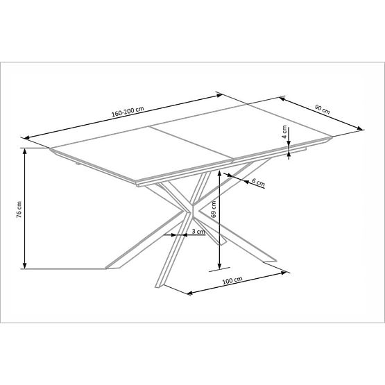 DIESEL ausziehbarer Tischplatte - weißer Marmor / dunkelgrau, Beine - schwarz (2p=1 Stk)